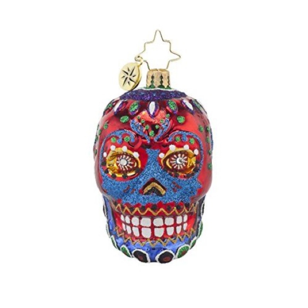 Red and Blue Skull Ornament La Calavera Christopher Radko Ornament 4.5"H
2012